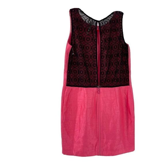 Rachel Roy Hot Pink Dress Sheath Black Lace Open Back Sleeveless Size 12 Party - Picture 2 of 7